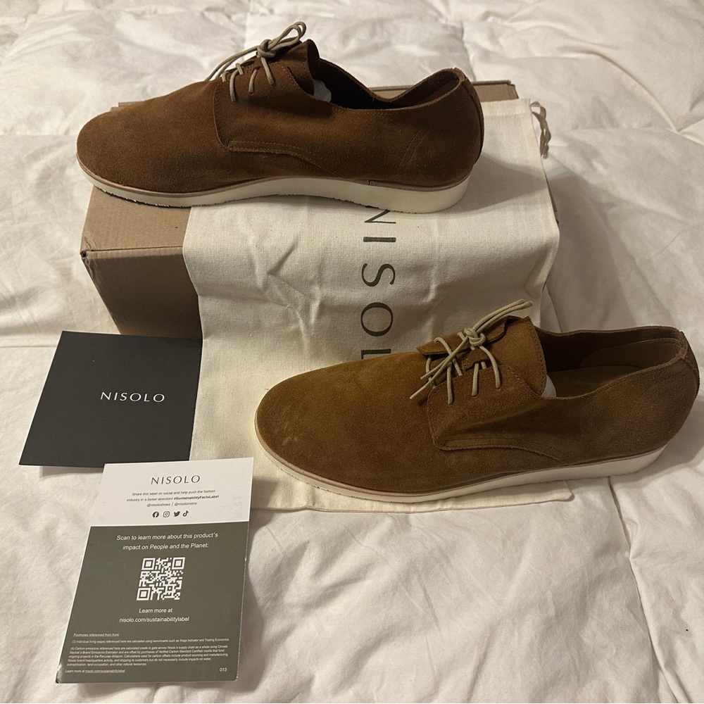 Nisolo Tan Lightweight Flex Derby Lace-Up Shoes - NIB - Size 10